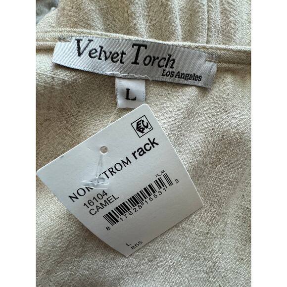* New ~ VELVET TOUCH ~  Camel PUFF Sleeve Dress Size L ~ Fall - Picture 4 of 6